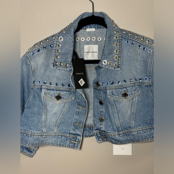 PINKO Record Denim Cropped Jacket (size L) - Picture 4 of 8